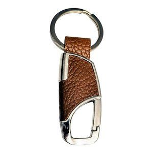 Men's/Teen Keychain Holder Brown Faux Leather Metal Gift New Car Automotive